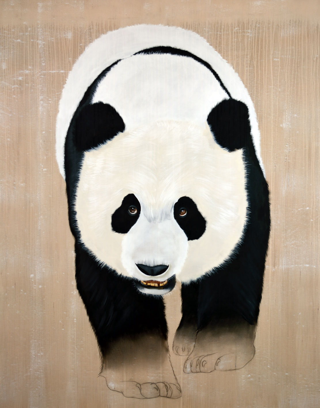 BARCLAY`S BANK panda-geant-ailuropoda-melanoleuca-extinction-protégé-disparition Thierry Bisch artiste peintre animaux tableau art  nature biodiversité conservation  